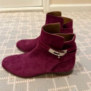 Hermes Suede Ankle Boots - Rich Purple silver hardware